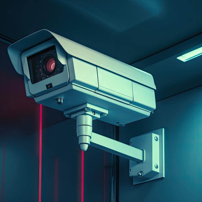 Modern CCTV surveillance camera with red LED light – ZimCos Security Ltd