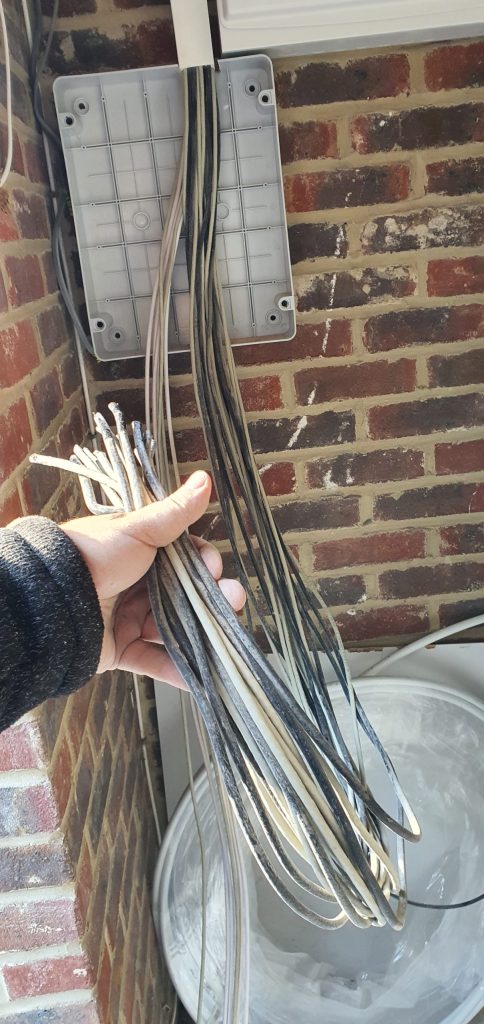 Coaxial cabling during a new-build television system installation